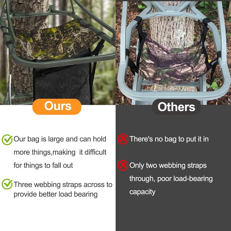 Mofuiry Universal Tree Stand Seat Replacement with Pocket, 16 X 12Inch Lightweight Replacement Treestand Seat with Adjustable Strap Hunting Accessories Fits All Ladder Stand, Works On Climbing Treestands - Image 4